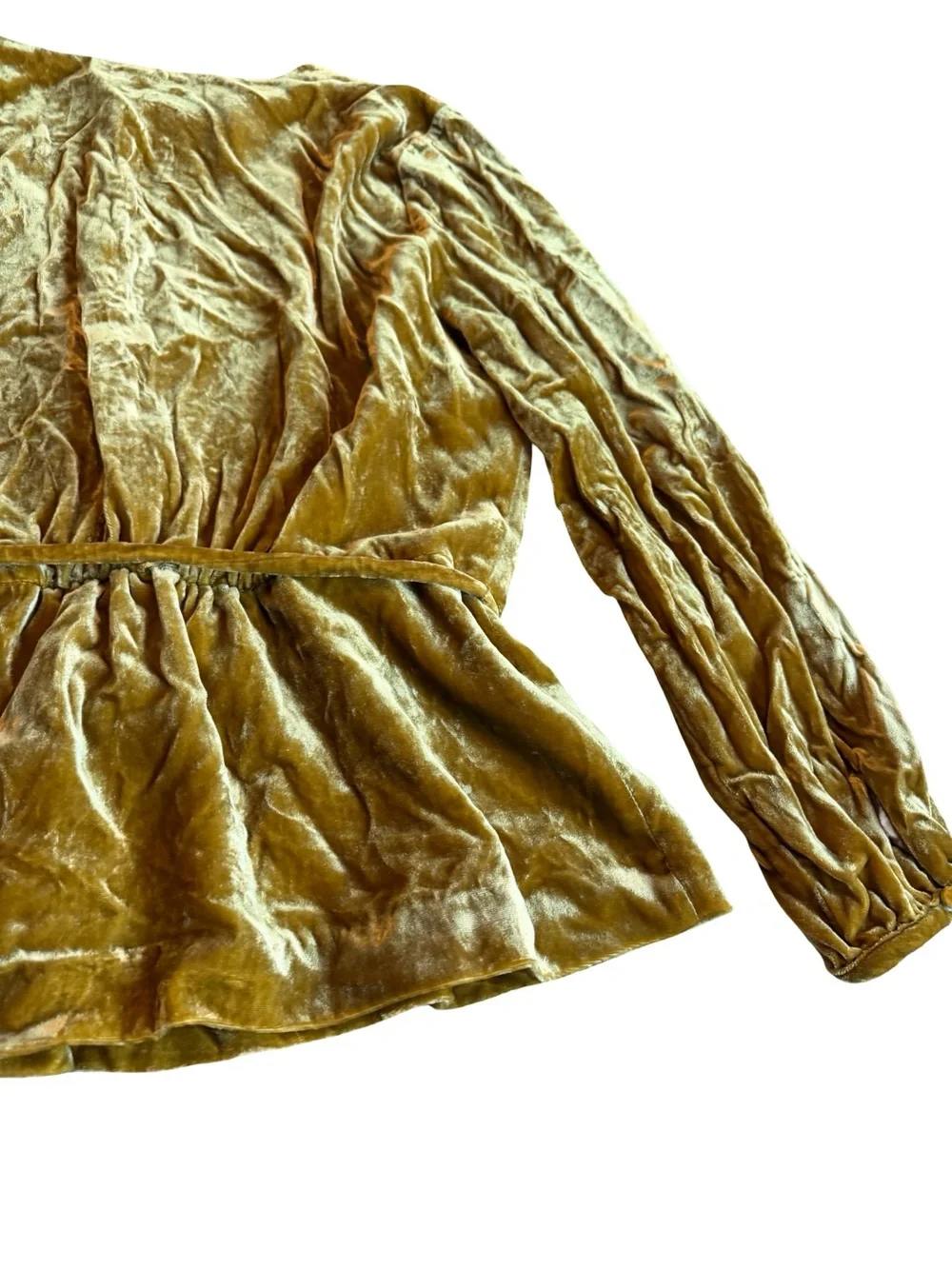 J. Crew Faux Wrap Shirt Top Blouse Mustard Yellow Velvet Long Sleeve Size 8 NWT